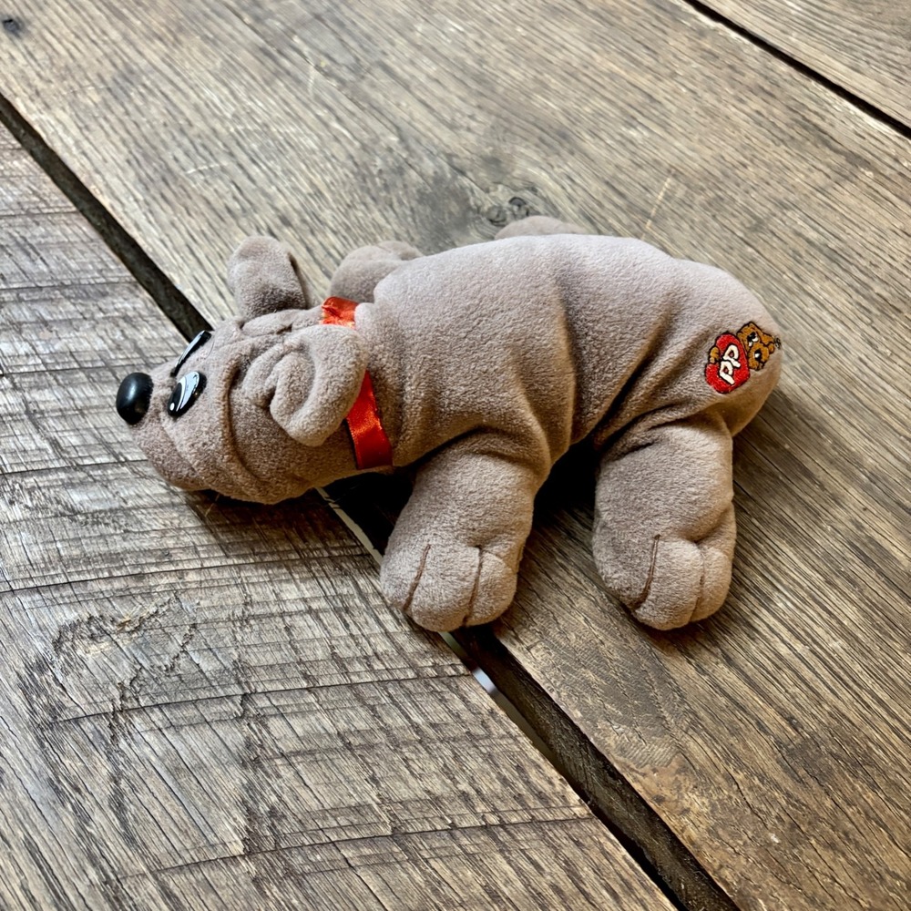 Vintage Pound Puppy Brown Rumple Skin Tonka Plush 1986 Red Collar - Picture 4 of 7